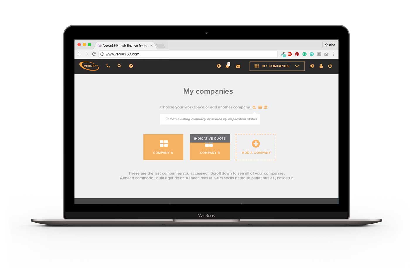 Verus360 - UI Design by Kristine Perry