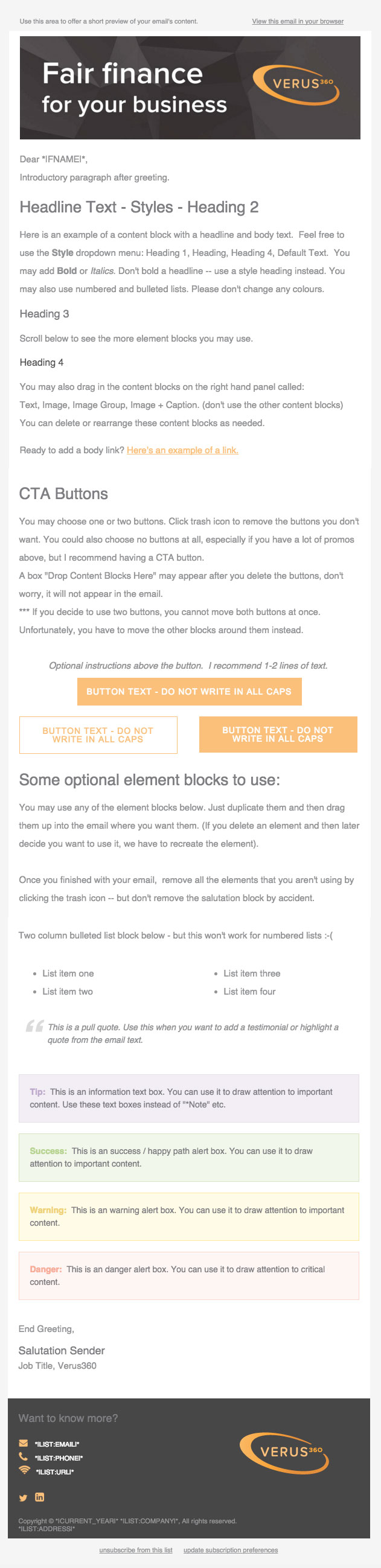 Verus360 - Email - MailChimp Template - Design and Development by Kristine Perry
