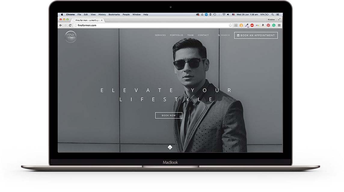 FINO for Men - Web design www.finoformen.com - Design and Development by Kristine Perry
